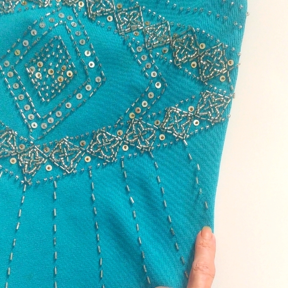 Cache Blue Embellished Halter Tank Top - Picture 8 of 11